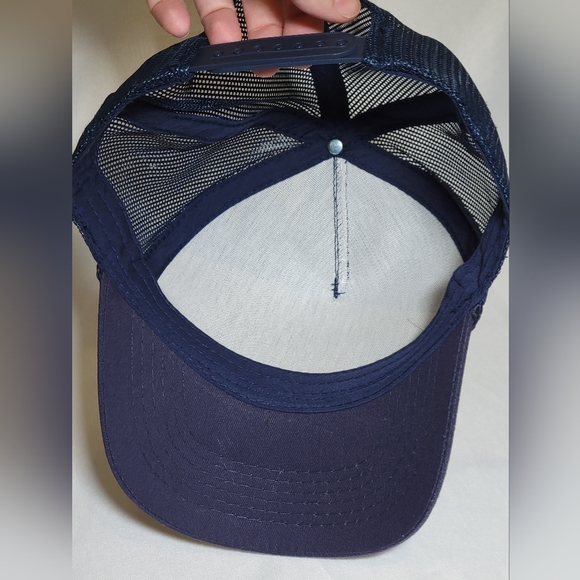 Vintage Mercer Transportation Trucker Hat Cap Blue Snap Back One Size Navy White - Picture 3 of 4